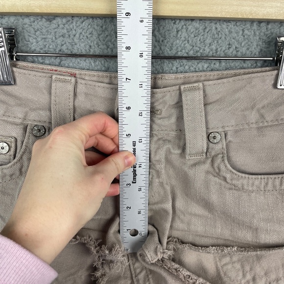 TRUE RELIGION Bobby Cut Off Shorts Womens 25 (26x2) Brown Pockets Comfort Denim - Picture 6 of 13